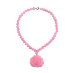 Rosa Jade-Halskette, Ca. 45 Cm, 925 Silber Rhodiniert Ca. 605.00 Ct