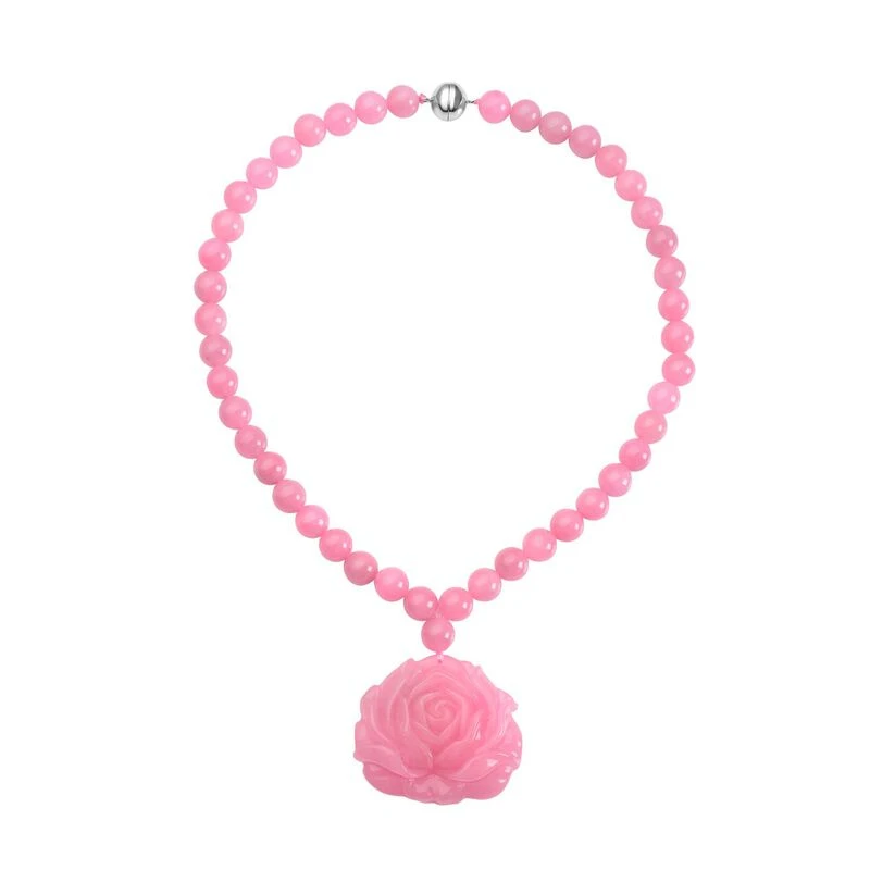 Rosa Jade-Halskette, Ca. 45 Cm, 925 Silber Rhodiniert Ca. 605.00 Ct 3 Rosa Jade-Halskette, Ca. 45 Cm, 925 Silber Rhodiniert Ca. 605.00 Ct