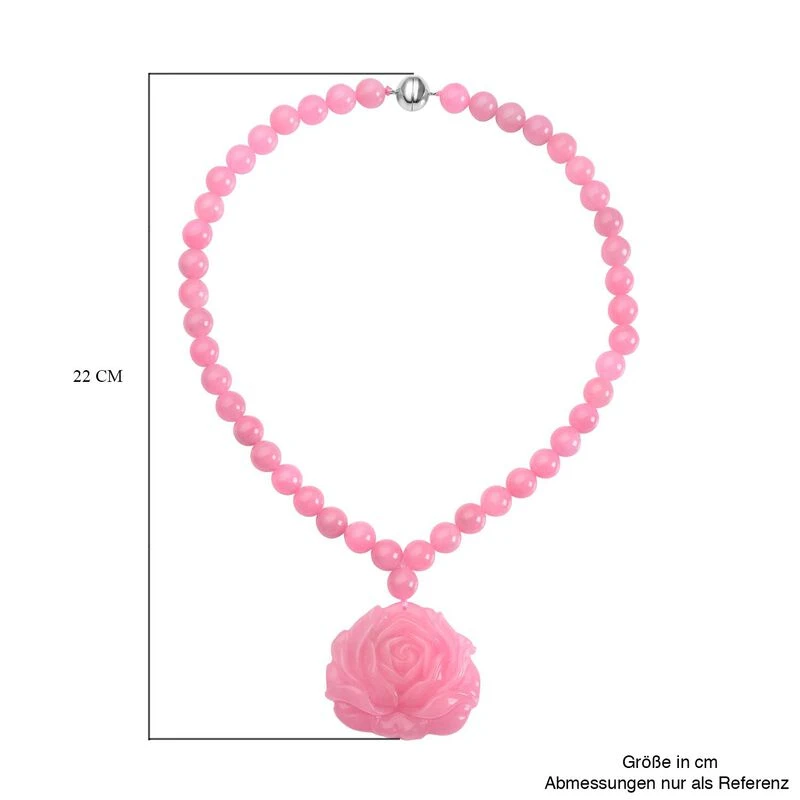 Rosa Jade-Halskette, Ca. 45 Cm, 925 Silber Rhodiniert Ca. 605.00 Ct 8 Rosa Jade-Halskette, Ca. 45 Cm, 925 Silber Rhodiniert Ca. 605.00 Ct – Bild 6
