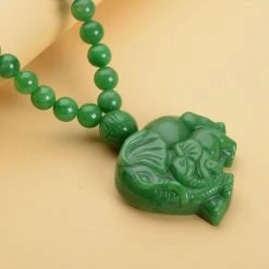 Grüne Jade Halskette, Ca. 45 Cm, 925 Silber Rhodiniert Ca. 770,00 Ct -Schmuck Shoplc 7015885 1