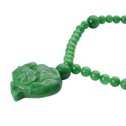 Grüne Jade Halskette, Ca. 45 Cm, 925 Silber Rhodiniert Ca. 770,00 Ct -Schmuck Shoplc 7015885 2