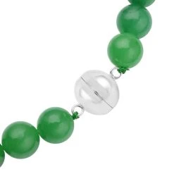 Grüne Jade Halskette, Ca. 45 Cm, 925 Silber Rhodiniert Ca. 770,00 Ct -Schmuck Shoplc 7015885 5