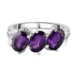 Afrikanischer Amethyst-Ring, (Größe 16.00) Edelstahl, Ca. 2,16 Ct