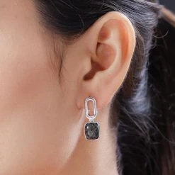 Natürliche Yooperlith-Ohrringe, 925 Silber Platiniert Ca. 5,80 Ct -Schmuck Shoplc 7018326 2