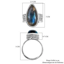 Royal Bali - Labradorit-Ring, 925 Silber Schwarz Oxidiert (Größe 18.00) Ca. 15.10 Ct -Schmuck Shoplc 7018387 5