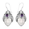Royal Bali - Afrikanische Amethyst Und Ox-bone Ohrringe, 925 Silber Schwarz Oxidiert Ca. 1.42 Ct -Schmuck Shoplc 7018393