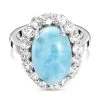 Larimar Und Weißer Topas-Ring, 925 Silber Platiniert, (Größe 16.00) Ca. 8.93 Ct -Schmuck Shoplc 7020601