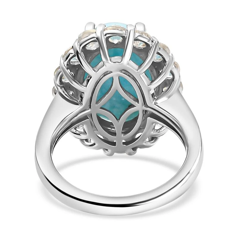 Larimar Und Weißer Topas-Ring, 925 Silber Platiniert, (Größe 16.00) Ca. 8.93 Ct 8 Larimar Und Weißer Topas-Ring, 925 Silber Platiniert, (Größe 16.00) Ca. 8.93 Ct – Bild 6