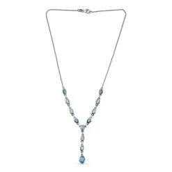 Larimar Collier, Ca. 45 Cm, 925 Silber Platiniert Ca. 7.24 Ct 12 Larimar Collier, Ca. 45 Cm, 925 Silber Platiniert Ca. 7.24 Ct -Schmuck Shoplc 7020675 4