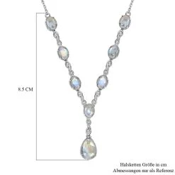 Premium Regenbogen Mondstein-Collier, Ca. 45 Cm, 925 Silber Platiniert Ca. 8.81 Ct -Schmuck Shoplc 7020743 5