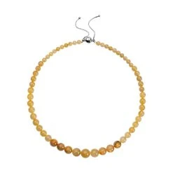 Goldene Rutil-Quarz Halskette, Ca. 45 Cm, 925 Silber Rhodiniert Ca. 282.00 Ct