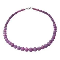 Madagaskar Rubin Halskette, Ca. 45 Cm, 925 Silber Rhodiniert Ca. 150.00 Ct