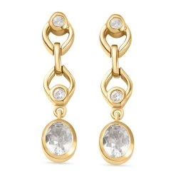 AAA Turkizit Und Weiße Zirkon-Ohrringe, 925 Silber Gelbgold Vermeil Ca. 0,84 Ct