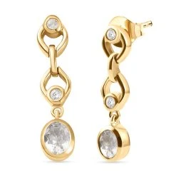 AAA Turkizit Und Weiße Zirkon-Ohrringe, 925 Silber Gelbgold Vermeil Ca. 0,84 Ct -Schmuck Shoplc 7021225 3