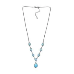 Larimar Collier, Ca. 45 Cm, 925 Silber Platiniert Ca. 14.66 Ct -Schmuck Shoplc 7022410 3