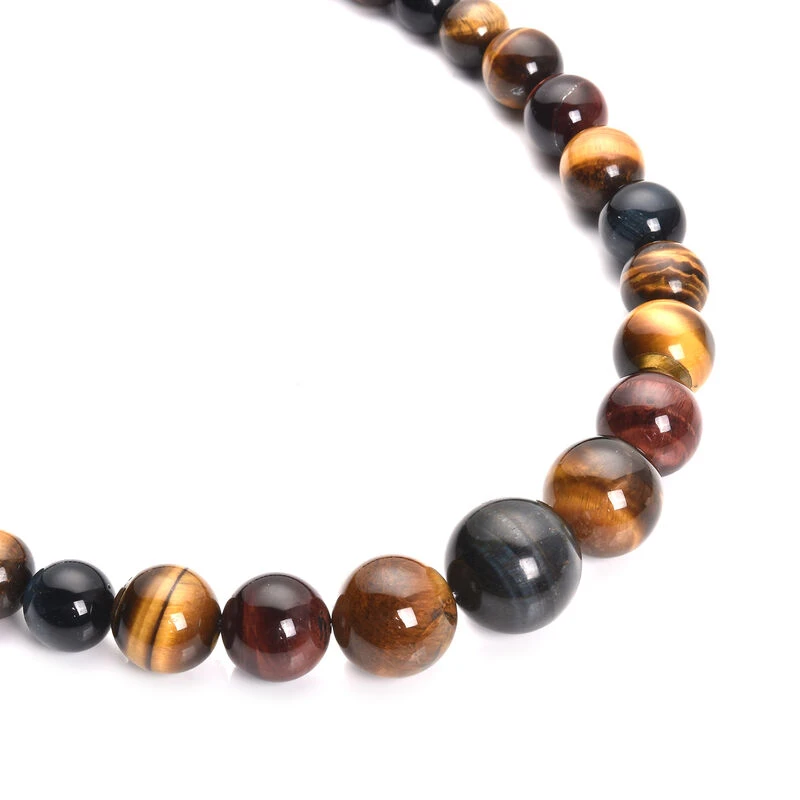 Mehrfarbige Tigerauge-Halskette, Ca. 50 Cm, 925 Silber Rhodiniert Ca. 706,00 Ct 5 Mehrfarbige Tigerauge-Halskette, Ca. 50 Cm, 925 Silber Rhodiniert Ca. 706,00 Ct – Bild 3