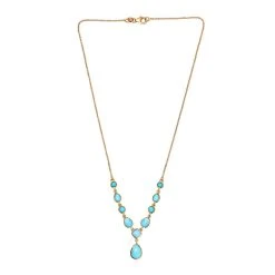 Amerikanisches, Natürliches Sleeping Beauty Türkis Collier, Ca. 45 Cm, 925 Silber Vergoldet Ca. 5.36 Ct -Schmuck Shoplc 7023386 3