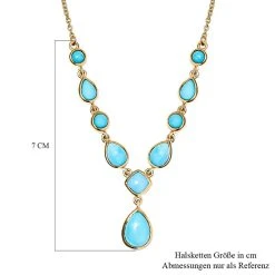 Amerikanisches, Natürliches Sleeping Beauty Türkis Collier, Ca. 45 Cm, 925 Silber Vergoldet Ca. 5.36 Ct -Schmuck Shoplc 7023386 5