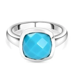 Amerikanischer, Natürlicher Sleeping Beauty Türkis-Ring, 925 Silber Platiniert (Größe 19.00) Ca. 3.76 Ct
