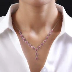 Norwegische Thulit-Halskette, Ca. 45 Cm, 925 Silber Platiniert Ca. 16.91 Ct -Schmuck Shoplc 7025699 1