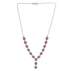 Norwegische Thulit-Halskette, Ca. 45 Cm, 925 Silber Platiniert Ca. 16.91 Ct -Schmuck Shoplc 7025699 3