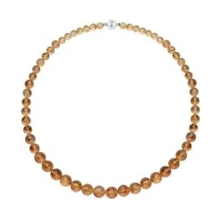 Citrin Halskette, (8-12mm), Ca. 50 Cm, 925 Silber Rhodiniert Ca. 319.00 Ct