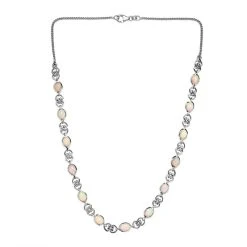 Natürliche, äthiopische Welo Opal-Halskette, Ca. 45 Cm, 925 Silber Platiniert Ca. 5.97 Ct -Schmuck Shoplc 7043803 3