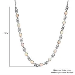 Natürliche, äthiopische Welo Opal-Halskette, Ca. 45 Cm, 925 Silber Platiniert Ca. 5.97 Ct -Schmuck Shoplc 7043803 5
