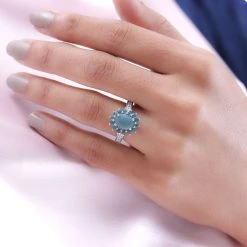 Grandidierit Und Weißer Zirkon-Ring, 925 Silber Platiniert (Größe 16.00) Ca. 2.97 Ct -Schmuck Shoplc 7044403 2