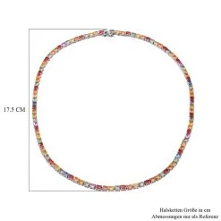 Mehrfarbige Saphir-Halskette, Ca. 45 Cm, 925 Silber Platiniert Ca. 24.15 Ct -Schmuck Shoplc 7044457 4