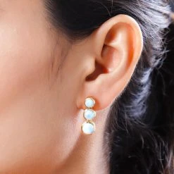 Larimar-Ohrringe, 925 Silber Vergoldet Ca. 7.11 Ct -Schmuck Shoplc 7063686 2