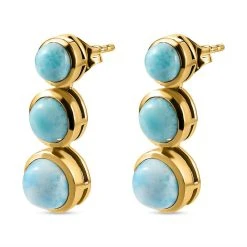 Larimar-Ohrringe, 925 Silber Vergoldet Ca. 7.11 Ct -Schmuck Shoplc 7063686 3