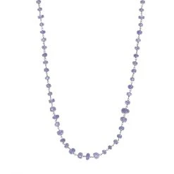 Tansanit-Halskette, Ca. 50 Cm, 925 Silber Ca. 27.00 Ct