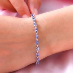 Tansanit-Armband, Ca. 19 Cm, 925 Silber Platiniert Ca. 5.42 Ct -Schmuck Shoplc 7072832 2