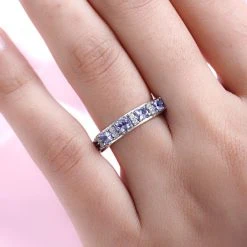 Tansanit Und Weißer Zirkon-Ring, 925 Silber Platiniert (Größe 17.00) Ca. 1,12 Ct -Schmuck Shoplc 7073455 2