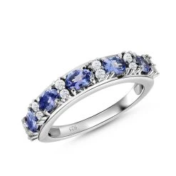 Tansanit Und Weißer Zirkon-Ring, 925 Silber Platiniert (Größe 17.00) Ca. 1,12 Ct -Schmuck Shoplc 7073455 3