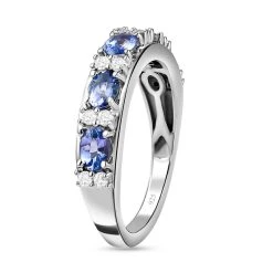 Tansanit Und Weißer Zirkon-Ring, 925 Silber Platiniert (Größe 17.00) Ca. 1,12 Ct -Schmuck Shoplc 7073455 4