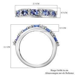 Tansanit Und Weißer Zirkon-Ring, 925 Silber Platiniert (Größe 17.00) Ca. 1,12 Ct -Schmuck Shoplc 7073455 6
