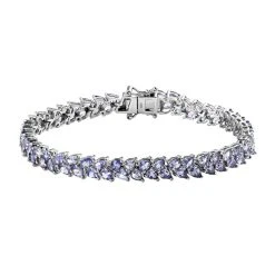 Tansanit Armband, Ca. 19 Cm, 925 Silber Platiniert Ca. 13.11 Ct