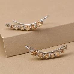 Citrin-Ohrringe, 925 Silber Platiniert Ca. 2.37 Ct -Schmuck Shoplc 7078288 1