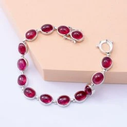 Exklusives Angebot- Afrikanischer Rubin (Fissure Gefüllt) Armband Ca. 19 Cm 925 Silber Platiniert Ca. 45.22 Ct -Schmuck Shoplc 7080525 1