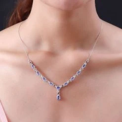 Tansanit Collier, Ca. 45 Cm, 925 Silber Platiniert Ca. 2.33 Ct -Schmuck Shoplc 7080642 1