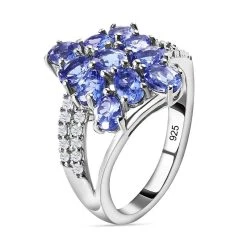 AAA Tansanit Und Weißer Zirkon-Ring, 925 Silber Platiniert (Größe 16.00) Ca. 2.26 Ct -Schmuck Shoplc 7080654 4