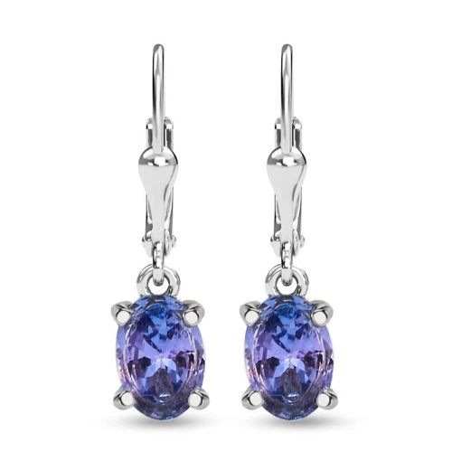 Tansanit Ohrringe, 925 Silber Platiniert Ca. 1.27 Ct 5 Tansanit Ohrringe, 925 Silber Platiniert Ca. 1.27 Ct -Schmuck Shoplc 7081078