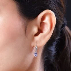Tansanit Ohrringe, 925 Silber Platiniert Ca. 1.27 Ct -Schmuck Shoplc 7081078 2