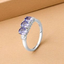 Tansanit Und Weißer Diamant-Ring, 925 Silber Platiniert (Größe 16.00) Ca. 1.06 Ct -Schmuck Shoplc 7081177 1