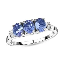 Tansanit Und Weißer Diamant-Ring, 925 Silber Platiniert (Größe 16.00) Ca. 1.06 Ct -Schmuck Shoplc 7081177 3
