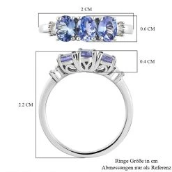 Tansanit Und Weißer Diamant-Ring, 925 Silber Platiniert (Größe 16.00) Ca. 1.06 Ct -Schmuck Shoplc 7081177 6