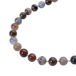 Botswana-Achat Halskette, Ca. 50 Cm, 925 Silber Rhodiniert Ca. 307.00 Ct -Schmuck Shoplc 7081845 2