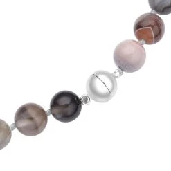 Botswana-Achat Halskette, Ca. 50 Cm, 925 Silber Rhodiniert Ca. 307.00 Ct -Schmuck Shoplc 7081845 4